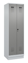 C+P Schwarz-Weiß-Spind Evolo PLUS 049022-20 mit Sockel 2 Abt.300mm Drehriegel (HxBxT) 1850x600x500mm 7016/7035