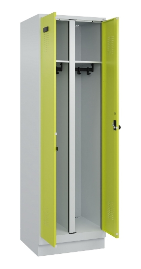 C+P Schwarz-Weiß-Spind Evolo PLUS 049022-20 mit Sockel 2 Abt.300mm Drehriegel (HxBxT) 1850x600x500mm 7016/7035