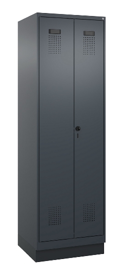C+P Schwarz-Weiß-Spind Evolo PLUS 049022-20 mit Sockel 2 Abt.300mm Drehriegel (HxBxT) 1850x600x500mm 7016/7035