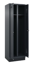 C+P Schwarz-Weiß-Spind Evolo PLUS 049022-20 mit Sockel 2 Abt.300mm Drehriegel (HxBxT) 1850x600x500mm 7016/7035