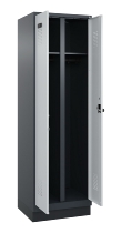 C+P Schwarz-Weiß-Spind Evolo PLUS 049022-20 mit Sockel 2 Abt.300mm Drehriegel (HxBxT) 1850x600x500mm 7016/7035