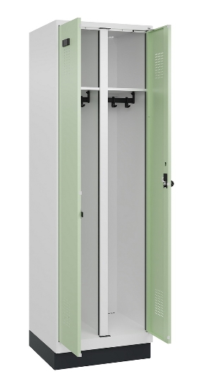 C+P Schwarz-Weiß-Spind Evolo PLUS 049022-20 mit Sockel 2 Abt.300mm Drehriegel (HxBxT) 1850x600x500mm 7016/7035