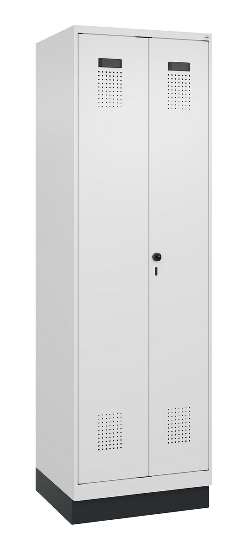 C+P Schwarz-Weiß-Spind Evolo PLUS 049022-20 mit Sockel 2 Abt.300mm Drehriegel (HxBxT) 1850x600x500mm 7016/7035