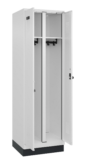 C+P Schwarz-Weiß-Spind Evolo PLUS 049022-20 mit Sockel 2 Abt.300mm Drehriegel (HxBxT) 1850x600x500mm 7016/7035