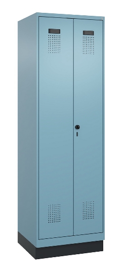 C+P Schwarz-Weiß-Spind Evolo PLUS 049012-20 mit Füßen 2 Abt.300mm Zylinder (HxBxT) 1850x600x500mm 0010/0010