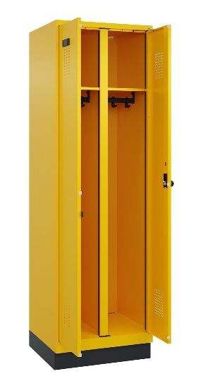 C+P Schwarz-Weiß-Spind Evolo PLUS 049012-20 mit Füßen 2 Abt.300mm Zylinder (HxBxT) 1850x600x500mm 0010/0010