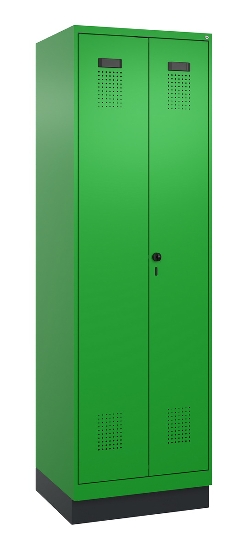 C+P Schwarz-Weiß-Spind Evolo PLUS 049012-20 mit Füßen 2 Abt.300mm Zylinder (HxBxT) 1850x600x500mm 0010/0010