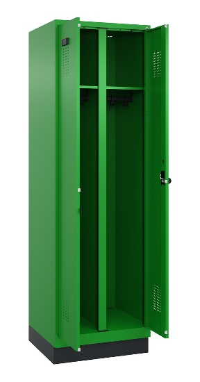 C+P Schwarz-Weiß-Spind Evolo PLUS 049012-20 mit Füßen 2 Abt.300mm Zylinder (HxBxT) 1850x600x500mm 0010/0010
