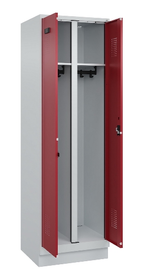 C+P Schwarz-Weiß-Spind Evolo PLUS 049022-20 mit Sockel 2 Abt.300mm Drehriegel (HxBxT) 1850x600x500mm 7016/7035