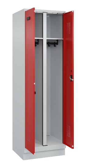C+P Schwarz-Weiß-Spind Evolo PLUS 049022-20 mit Sockel 2 Abt.300mm Drehriegel (HxBxT) 1850x600x500mm 7016/7035