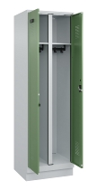 C+P Schwarz-Weiß-Spind Evolo PLUS 049022-20 mit Sockel 2 Abt.300mm Drehriegel (HxBxT) 1850x600x500mm 7016/7035