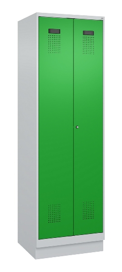 C+P Schwarz-Weiß-Spind Evolo PLUS 049022-20 mit Sockel 2 Abt.300mm Drehriegel (HxBxT) 1850x600x500mm 7016/7035