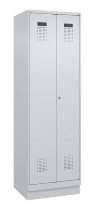 C+P Schwarz-Weiß-Spind Evolo PLUS 049022-20 mit Sockel 2 Abt.300mm Drehriegel (HxBxT) 1850x600x500mm 7016/7035