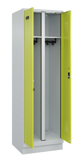 C+P Schwarz-Weiß-Spind Evolo PLUS 049022-20 mit Sockel 2 Abt.300mm Drehriegel (HxBxT) 1850x600x500mm 7016/7035