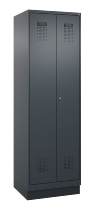 C+P Schwarz-Weiß-Spind Evolo PLUS 049022-20 mit Sockel 2 Abt.300mm Drehriegel (HxBxT) 1850x600x500mm 7016/7035