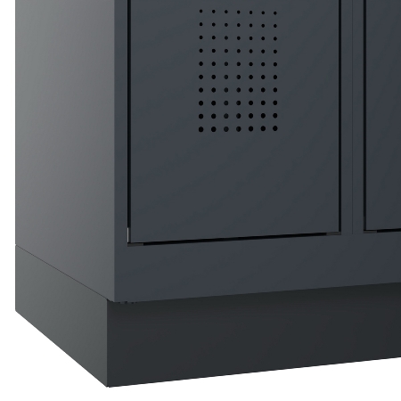 C+P Schwarz-Weiß-Spind Evolo PLUS 049022-20 mit Sockel 2 Abt.300mm Drehriegel (HxBxT) 1850x600x500mm 7016/7035