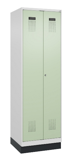 C+P Schwarz-Weiß-Spind Evolo PLUS 049022-20 mit Sockel 2 Abt.300mm Drehriegel (HxBxT) 1850x600x500mm 7016/7035