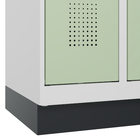 C+P Schwarz-Weiß-Spind Evolo PLUS 049022-20 mit Sockel 2 Abt.300mm Drehriegel (HxBxT) 1850x600x500mm 7016/7035