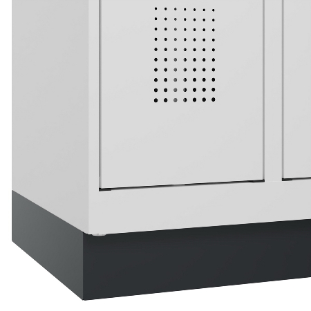 C+P Schwarz-Weiß-Spind Evolo PLUS 049022-20 mit Sockel 2 Abt.300mm Drehriegel (HxBxT) 1850x600x500mm 7016/7035