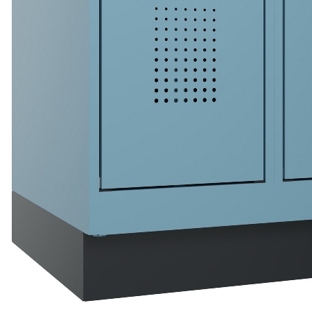 C+P Schwarz-Weiß-Spind Evolo PLUS 049012-20 mit Füßen 2 Abt.300mm Zylinder (HxBxT) 1850x600x500mm 0010/0010
