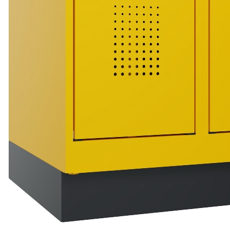 C+P Schwarz-Weiß-Spind Evolo PLUS 049012-20 mit Füßen 2 Abt.300mm Zylinder (HxBxT) 1850x600x500mm 0010/0010