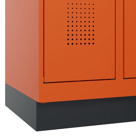 C+P Schwarz-Weiß-Spind Evolo PLUS 049012-20 mit Füßen 2 Abt.300mm Zylinder (HxBxT) 1850x600x500mm 0010/0010