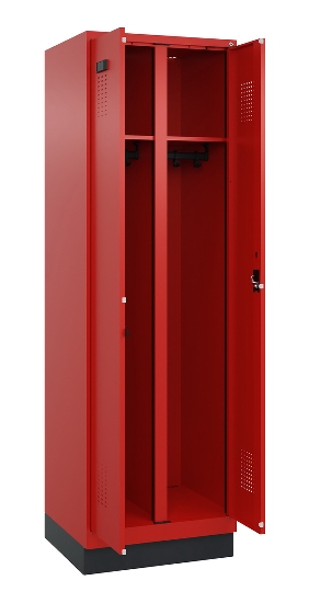 C+P Schwarz-Weiß-Spind Evolo PLUS 049012-20 mit Füßen 2 Abt.300mm Zylinder (HxBxT) 1850x600x500mm 0010/0010
