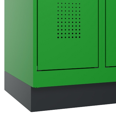 C+P Schwarz-Weiß-Spind Evolo PLUS 049012-20 mit Füßen 2 Abt.300mm Zylinder (HxBxT) 1850x600x500mm 0010/0010