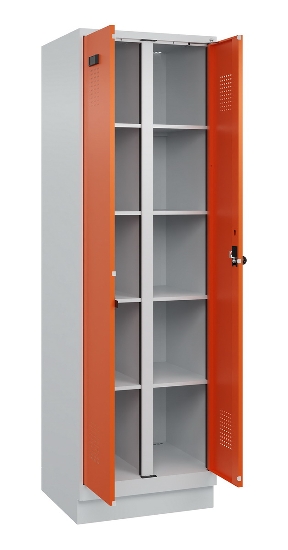 C+P Wäsche-Spind Evolo PLUS 049012-22B mit Füßen 2 Abt.je 400mm Zylinder (HxBxT) 1950x800x500mm 7035/3000