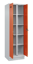 C+P Wäsche-Spind Evolo PLUS 049012-22B mit Füßen 2 Abt.je 400mm Zylinder (HxBxT) 1950x800x500mm 7035/3000
