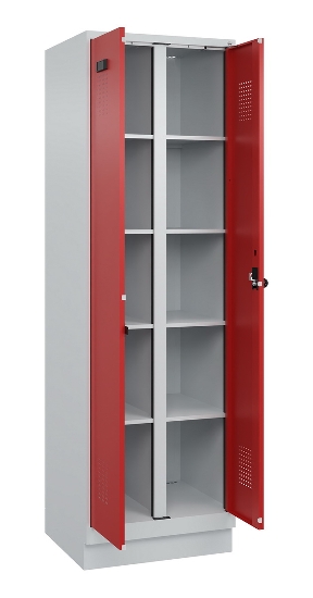 C+P Wäsche-Spind Evolo PLUS 049012-22B mit Füßen 2 Abt.je 400mm Zylinder (HxBxT) 1950x800x500mm 7035/3000