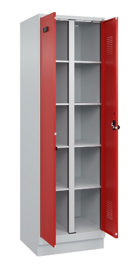 C+P Wäsche-Spind Evolo PLUS 049012-22B mit Füßen 2 Abt.je 400mm Zylinder (HxBxT) 1950x800x500mm 7035/3000