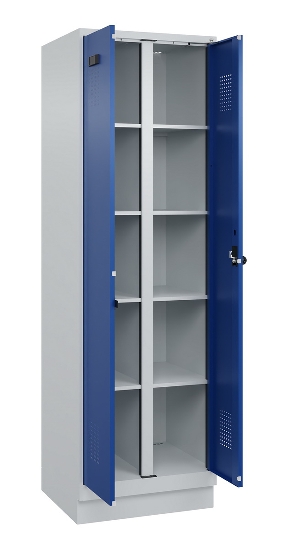 C+P Wäsche-Spind Evolo PLUS 049012-22B mit Füßen 2 Abt.je 400mm Zylinder (HxBxT) 1950x800x500mm 7035/3000