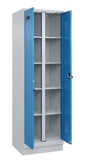 C+P Wäsche-Spind Evolo PLUS 049012-22B mit Füßen 2 Abt.je 400mm Zylinder (HxBxT) 1950x800x500mm 7035/3000