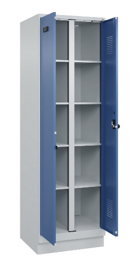 C+P Wäsche-Spind Evolo PLUS 049012-22B mit Füßen 2 Abt.je 400mm Zylinder (HxBxT) 1950x800x500mm 7035/3000