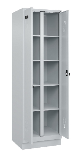 C+P Wäsche-Spind Evolo PLUS 049012-22B mit Füßen 2 Abt.je 400mm Zylinder (HxBxT) 1950x800x500mm 7035/3000
