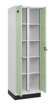 C+P Wäsche-Spind Evolo PLUS 049012-22B mit Füßen 2 Abt.je 400mm Zylinder (HxBxT) 1950x800x500mm 7035/3000