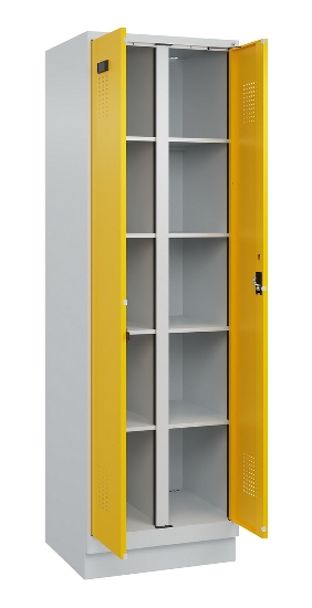 C+P Wäsche-Spind Evolo PLUS 049012-22B mit Füßen 2 Abt.je 400mm Zylinder (HxBxT) 1950x800x500mm 7035/3000