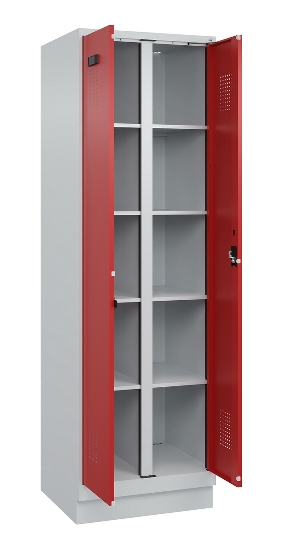 C+P Wäsche-Spind Evolo PLUS 049012-22B mit Füßen 2 Abt.je 400mm Zylinder (HxBxT) 1950x800x500mm 7035/3000