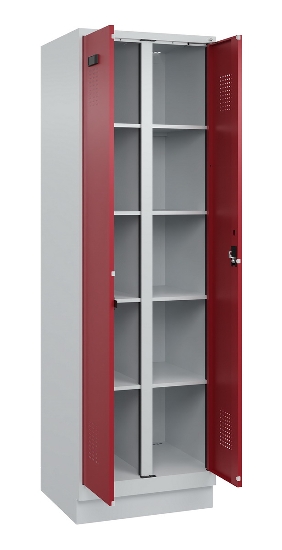 C+P Wäsche-Spind Evolo PLUS 049012-22B mit Füßen 2 Abt.je 400mm Zylinder (HxBxT) 1950x800x500mm 7035/3000