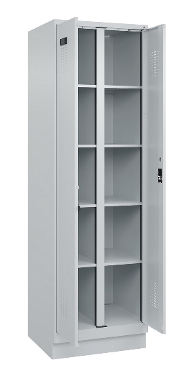 C+P Wäsche-Spind Evolo PLUS 049012-22B mit Füßen 2 Abt.je 400mm Zylinder (HxBxT) 1950x800x500mm 7035/3000