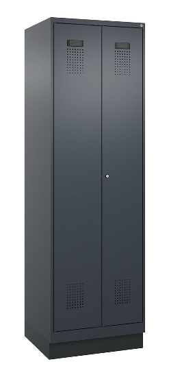 C+P Wäsche-Spind Evolo PLUS 049012-22B mit Füßen 2 Abt.je 400mm Zylinder (HxBxT) 1950x800x500mm 7035/3000