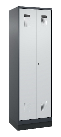 C+P Wäsche-Spind Evolo PLUS 049012-22B mit Füßen 2 Abt.je 400mm Zylinder (HxBxT) 1950x800x500mm 7035/3000