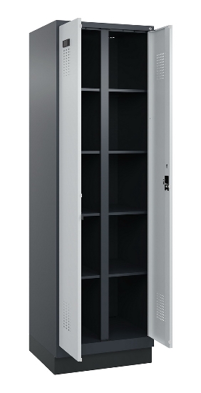 C+P Wäsche-Spind Evolo PLUS 049012-22B mit Füßen 2 Abt.je 400mm Zylinder (HxBxT) 1950x800x500mm 7035/3000