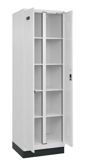 C+P Wäsche-Spind Evolo PLUS 049012-22B mit Füßen 2 Abt.je 400mm Zylinder (HxBxT) 1950x800x500mm 7035/3000