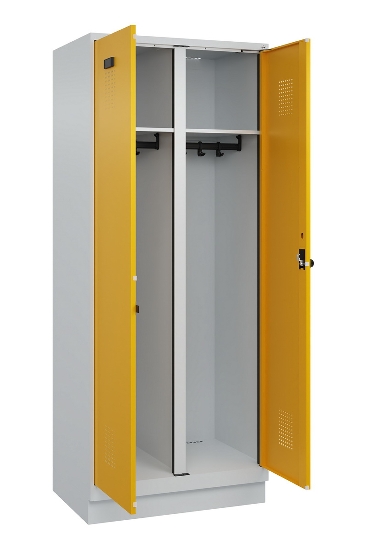 C+P Schwarz-Weiß-Spind Evolo PLUS 049022-20 mit Sockel 2 Abt.300mm Drehriegel (HxBxT) 1850x600x500mm 7016/7035