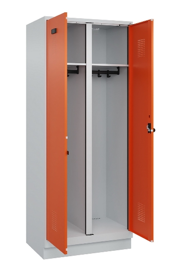 C+P Schwarz-Weiß-Spind Evolo PLUS 049022-20 mit Sockel 2 Abt.300mm Drehriegel (HxBxT) 1850x600x500mm 7016/7035