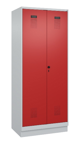C+P Schwarz-Weiß-Spind Evolo PLUS 049022-20 mit Sockel 2 Abt.300mm Drehriegel (HxBxT) 1850x600x500mm 7016/7035