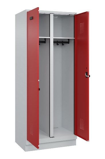 C+P Schwarz-Weiß-Spind Evolo PLUS 049022-20 mit Sockel 2 Abt.300mm Drehriegel (HxBxT) 1850x600x500mm 7016/7035
