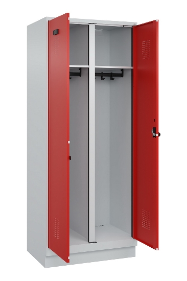 C+P Schwarz-Weiß-Spind Evolo PLUS 049022-20 mit Sockel 2 Abt.300mm Drehriegel (HxBxT) 1850x600x500mm 7016/7035